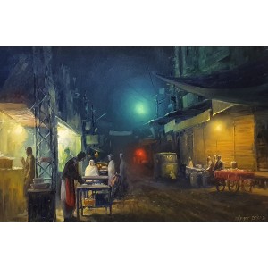 Zulfiqar Ali Zulfi, 24 x 36 Inch, Oil on Canvas, Cityscape Painting-AC-ZUZ-053